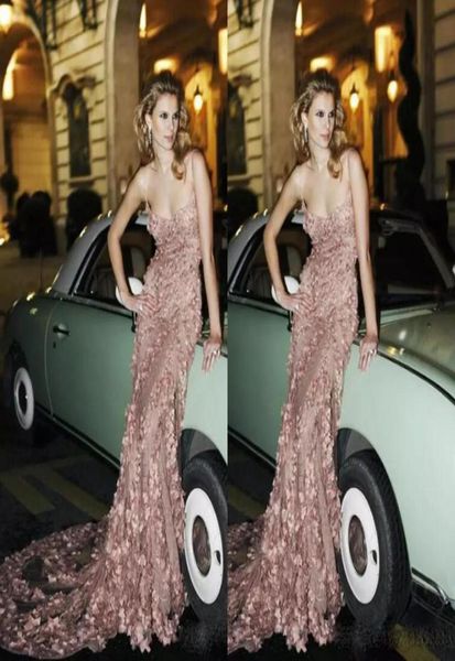 

luxury zuhair murad lace prom dresses 3d floral applique evening gowns mermaid spaghetti straps beads long plus size prom dress4291752, Black