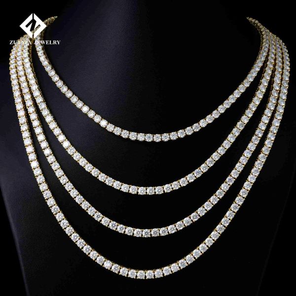 

lower price 925 silver 2mm 3mm 4mm 5mm 6.5mm diamond hip hop jewelry vvs moissanite necklace moissanite tennis chain necklace