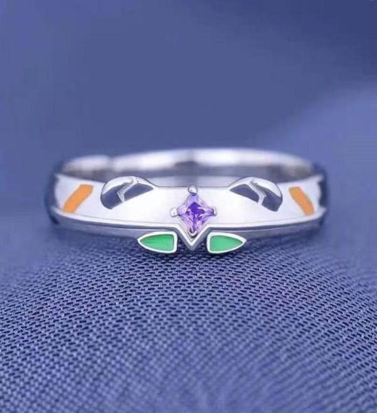 

cluster rings anime eva asuka langley soryu ayanami rei eva01 enamel ring for men women 925 sterling silver cosplay props jewelry6816909, Golden;silver