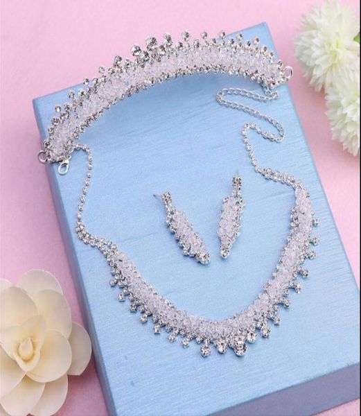 

rhinestone crystal jewelry set bride wedding bridesmaid accessories6608890, White