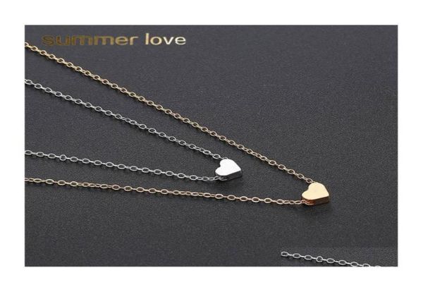 

pendant necklaces classic clavicle chain necklace small love heart for women girl gold sier choker party wedding jewelry drop deli7110409, Silver