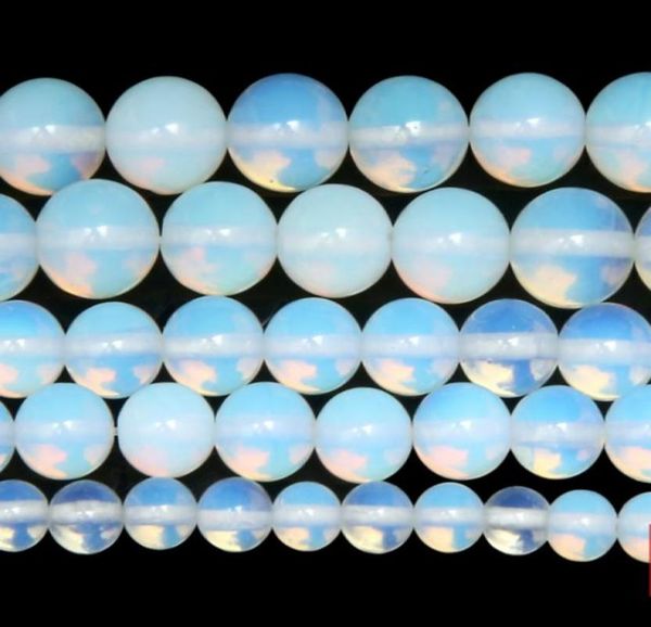 

8mm natural stone smooth white opalite quartz loose beads 15quot strand 4 6 8 10 12 14mm pick size for jewelry making9061221, Black