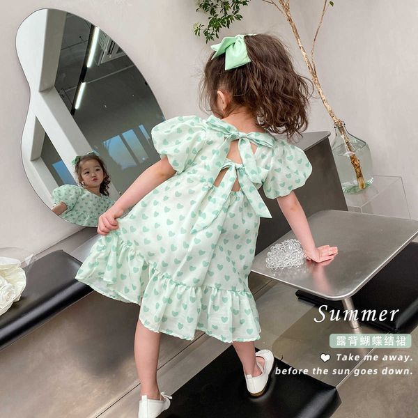 

girl's dresses green floral girl backless dress r230719, Red;yellow