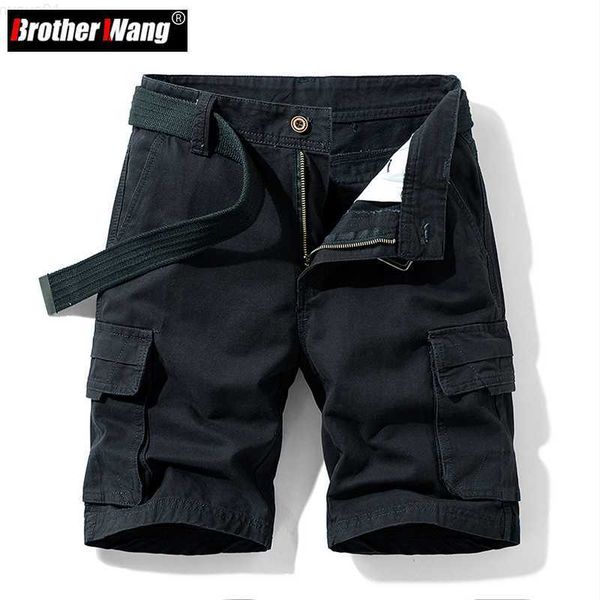 

men's shorts summer classic men's fitted cargo shorts multiple pockets fashion casual cotton solid color shorts male khaki black g, White;black