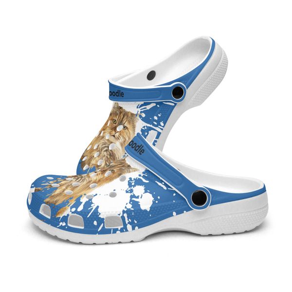 

diy custom shoes slippers mens womens blue yellow cat clog sneakers trainers 36-48