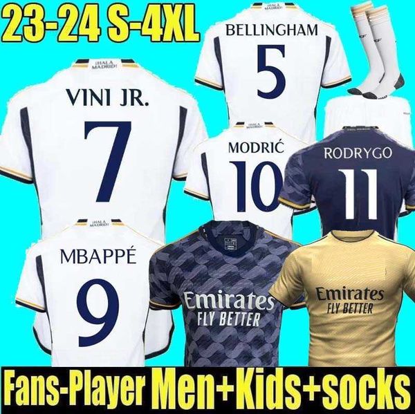 

xxxl 4xl mbappe home soccer jerseys 22 23 24 fans player football shirt vini jr tchouameni modric valverde 2023 2024 men kids real madrids k, White;black