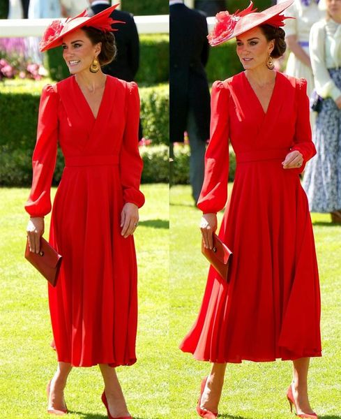

elegant short red crepe evening dresses with pockets a-line vestidos de noche long sleeve v-neck pleats zipper back prom dresses for women, Black;red