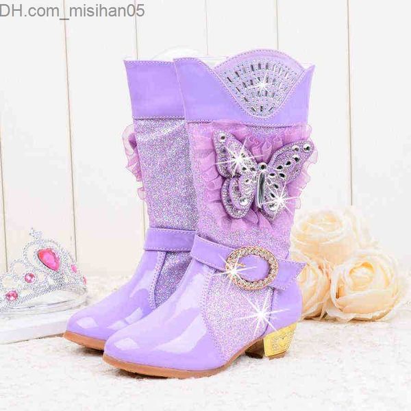 

boots princess girls high boots winter children' warm soft cute brand fashion over the knee for kids snow shoes 211102 z230719, Black;grey