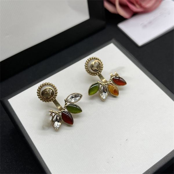 

double letter g brand stud earrings colorful diamond ggity earring women big hoop high-quality jewelry designer 6455, Golden;silver