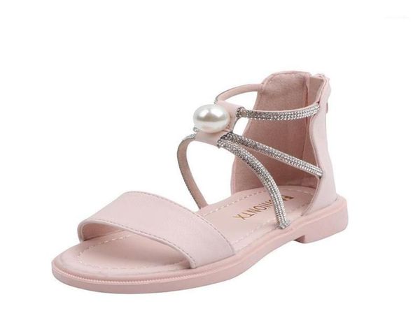 

kids sandals for girls summer big children roman sandals gladiator design rhinestone with pearl footwear comfortable soft 263617677596, Black;red