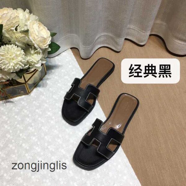 

designer oran versatile summer women's bear slipper women sandal slippers shoes h color matching leather one line for tourism wear flat