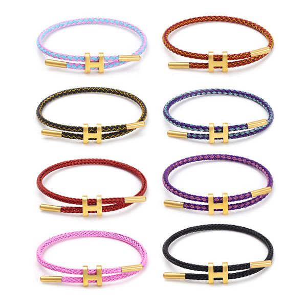 

h-shaped buckle wire rope bracelet colorful 3d hard gold rope bracelet adjustable titanium steel waterproof and sweatproof bracelet dropship, Golden;silver