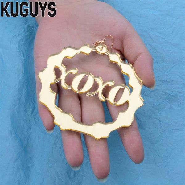 

hiphop gold waves round large dangle earrings for womens fashion oorbellen womans pendientes acrylic xoxo drop earring276p, Silver