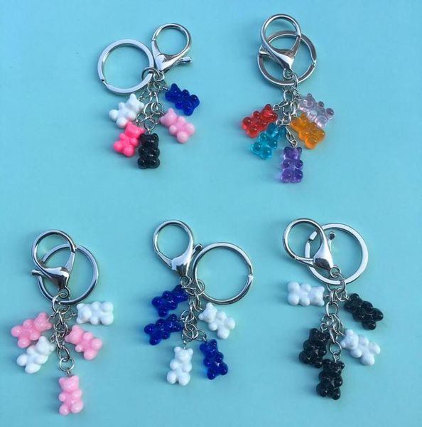 

gummy bear keychain flatback resin pendant charms colorful handbag keyring for women men fashion animal key chain holder5092183, Slivery;golden