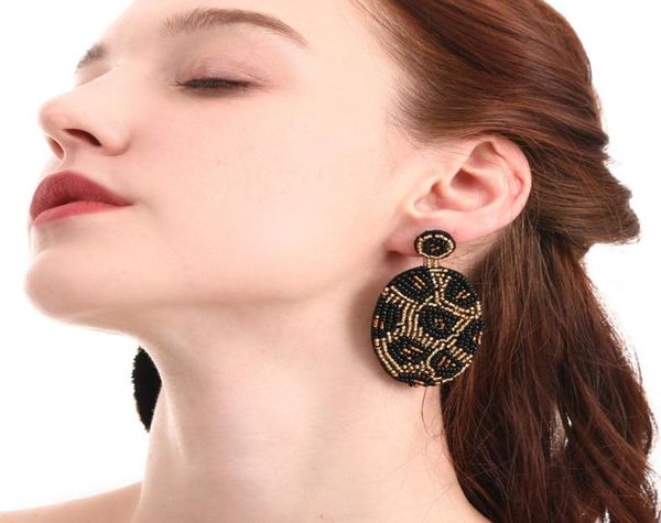 

bohemian original design rice beads earrings pure handmade beaded leopard print earring 5 colors fashion jewelry accessories1924074, Golden;silver