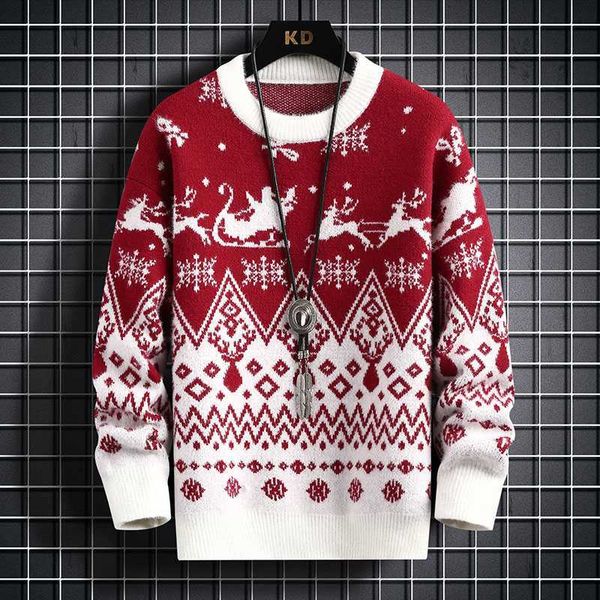 

men's sweaters 2022 new fall winter hip hop mens sweaters with deer cashmere sweater men fashion printed male christmas pullover l23071, White;black