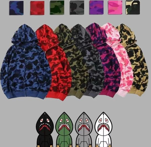 

shark designer hoodie sweater mens women camouflage jacket jogger zipper japanese fashion sportwear brand hooded sweatshirt tracksuit wholes, Black
