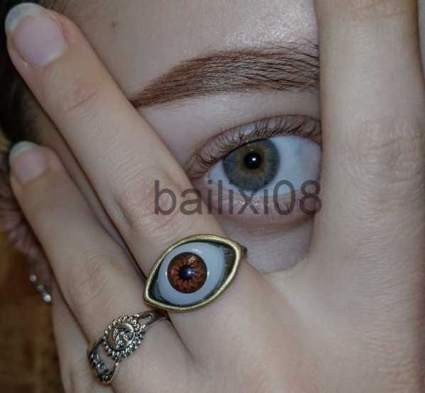 

band rings 1pc eye vampire 1 gothic exaggerated punk jewelry brown fashion chic rings blue style fashion giftwholesale j230719, Silver