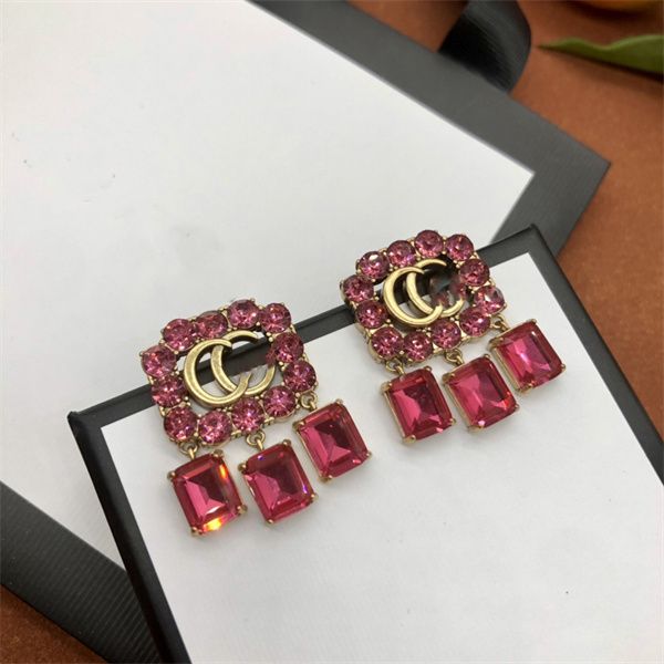 

double letter g brand stud earrings colorful diamond ggity earring women big hoop high-quality jewelry designer 4673434, Golden;silver
