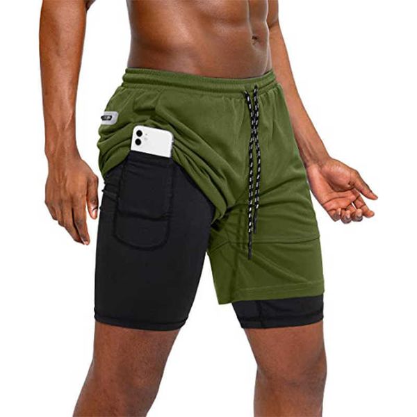 

men's shorts 2023 running short pants men sportswear double-deck shorts 2 in 1 beach bottoms summer gym fitness training jogging sport, White;black