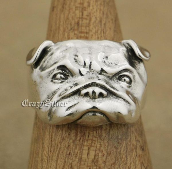 

linsion 925 sterling silver cute shar pei charms dog ring ta33 us size 7 to 157496727, Golden;silver