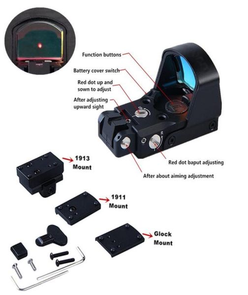 

dp pro red dot sight mini reflex rear sight pistol hunting scopes rifle aim fit airsoft g1911 g1913 mount4825142