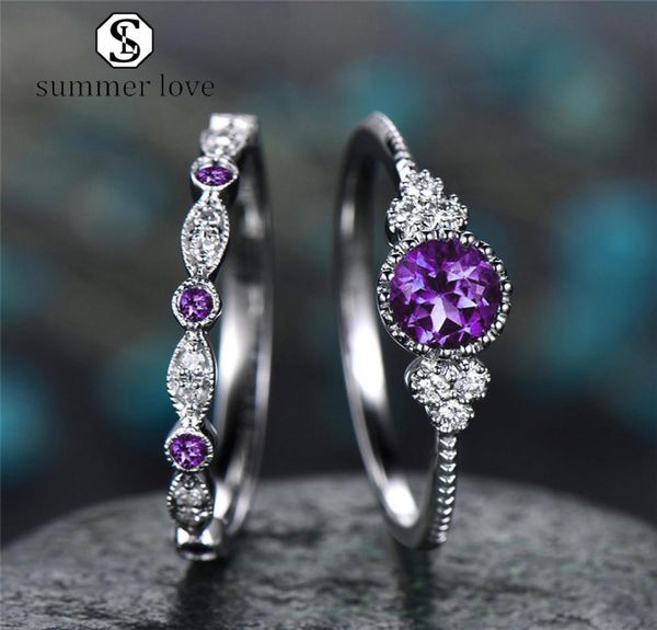 

new arrival cz diamond ring for women silver colorful round engagement rings set fashion wedding jewerly valentine039s day gift3343200