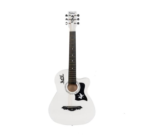 

basswood cutaway new white acoustic guitar wbag string pick strap for beginner from us9406224