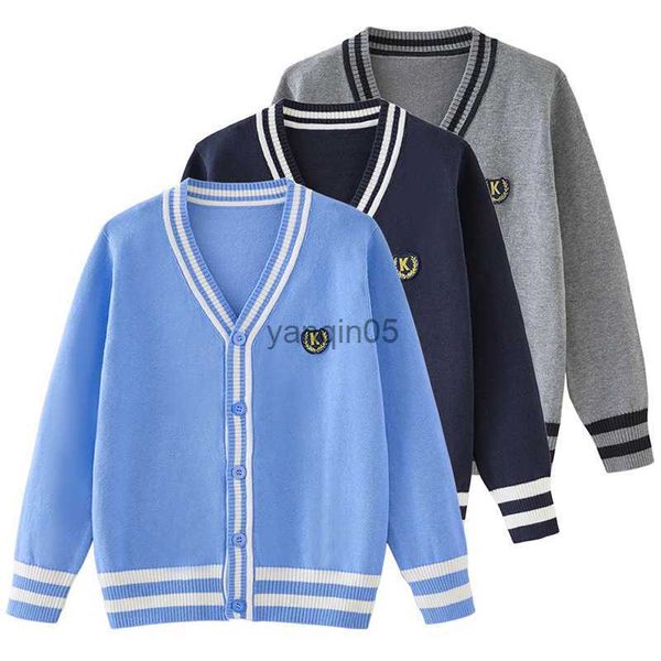 

pullover school style autumn new kids boys girls clothing cardigan sweater student knit cardigans knitwear cotton big boy jacket hkd230719, Blue