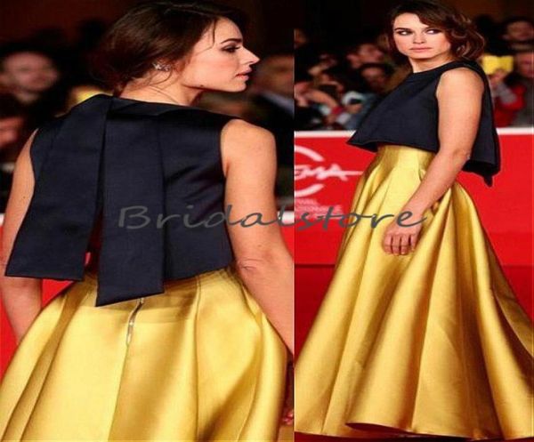 

unique black and gold 2 pieces prom dresses with pockets floor length red carpet celebrity dresses for evening wear outfits prom g7500119