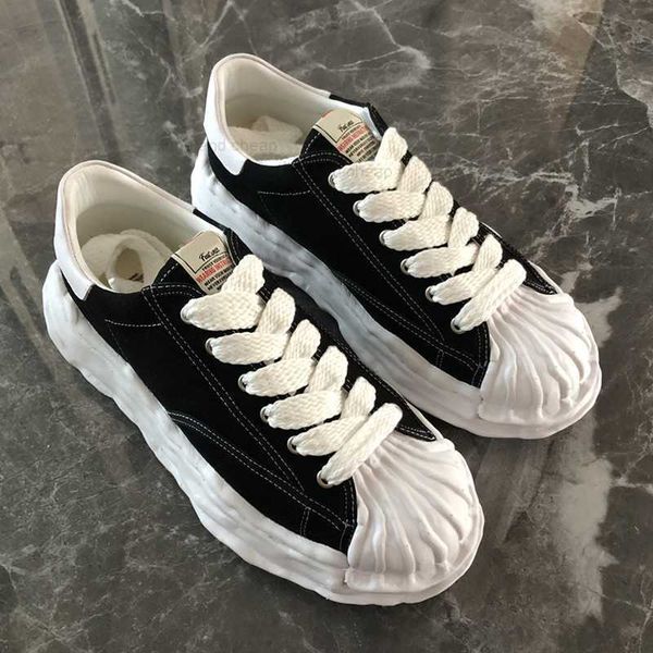 

dissolve sole shoes mmy shell toe cap thick bottom mihara men's casual shoes low male sneakers yasuhiro board shoe women's boots w, Black