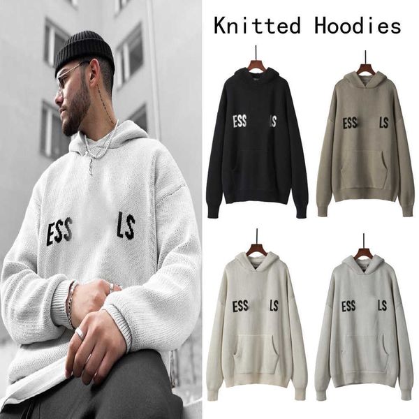 

23ss designer essentail hoodie sweater for men women knitted essentialhoodie sweaters casual sweatshirts pullover 4tzm, Black