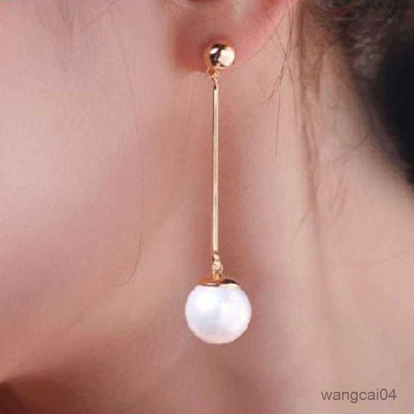 

charm luxury fashion pearl long tassel drop earrings for women style sweet pendant party girls jewelry gifts trendy women's earring r23, Golden