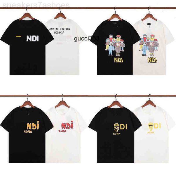 

short fendyly ff luxury designer t shirt little monsters water ripple printed round neck fashion mens size and womens loose s-2xl, White;black