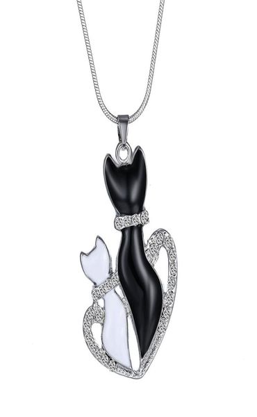 

pendant necklace women fashion cute blackwhite cats pendant chain necklace gifts chain necklaces8095263, Silver