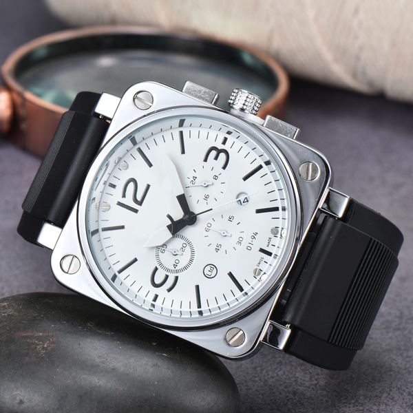 

2023 men automatic mechanical wristwatches bell brown leather watch black ross rubber watches wristwatch men luxury fashion watch wristwatch, Slivery;golden
