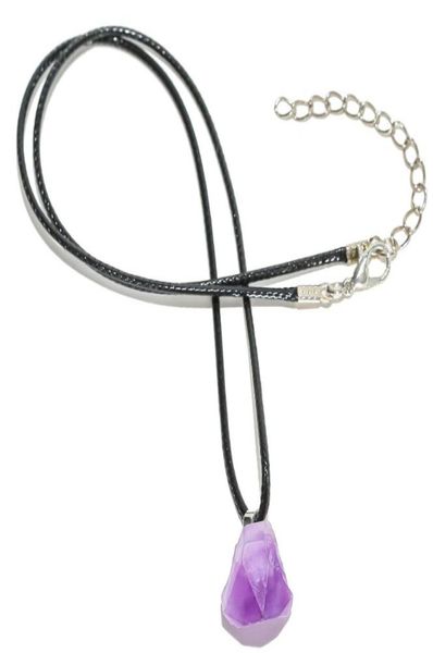 

geometric irregular rough amethyst natural stone crystal pendant simple versatile necklace for women7612848, Silver