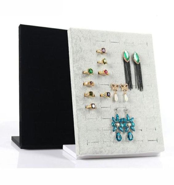 

new l shape finger ring jewelry display stand shelf showcase rings holder rack stock jewelry organizer key ring keychain storage622127754, Black