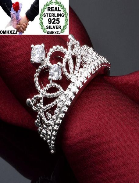 

omhxzj whole with side stones personality fashion ol woman girl party wedding gift white crown zircon 925 sterling silver ring8710621