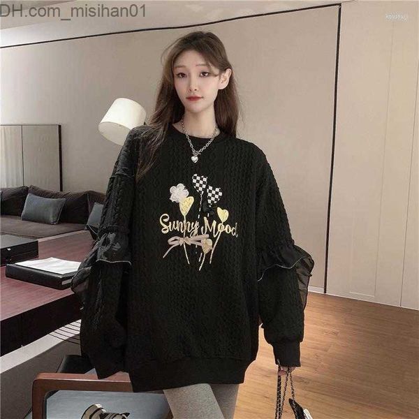

women's swimwear women's hoodies 0706 autumn and winter 2023 retro design sense niche love loose chic sweatshirts women z230719, White;black
