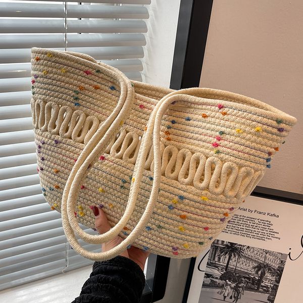 

evening bags summer women's beach bag large knitted handbag girls' summer dubbing shoulder shopping bag 230718