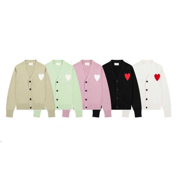 

fashionable paris designer men's sweater amis de coeur macaron love jacquard cardigan for men and women unsx, White;black