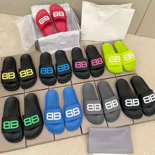 

mens womans slipper designer slides letter slippers women's 23 new paris night glow large slippers men's women's same style b, Black