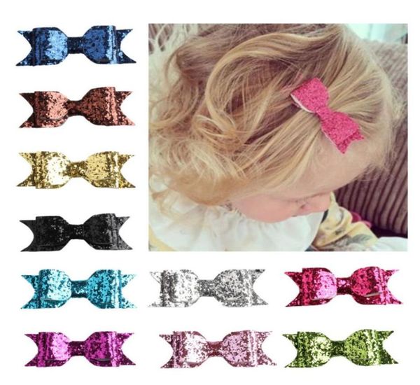 

cute mini little girls hair bows clips double layer glitter kids hairpins sequins princess headdress accessories 16 colors choose1517695, Slivery;white
