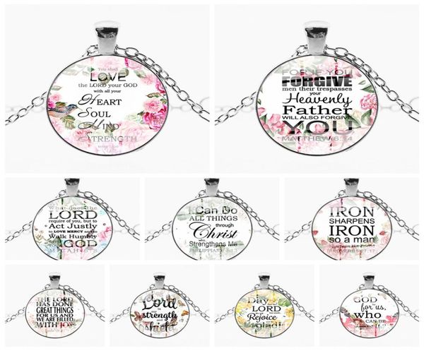 

fashion bible verses necklace glass dome pendant scripture quote necklaces for women men christian faith jewelry gifts8801459, Silver