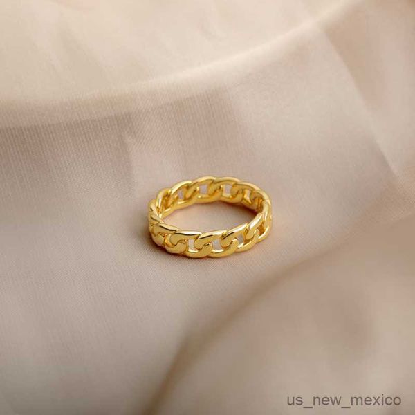 

band rings delicate stainless steel chain rings for men retro handmade gothic hip hop twisted creative couples women finger jewelry gifts r2, Silver