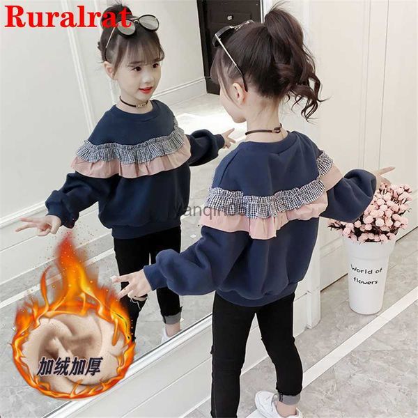 

pullover girls sweater kids coat outwear 2022 plus velvet thicken warm winter autumn fleece christmas children clothing hkd230719, Blue