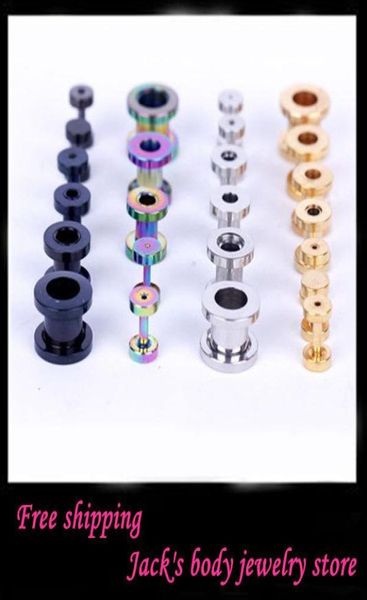 

body piercing jewelry mix 4 color f01 mix 210mm 128pcslot stainless steel rainbow flesh tunnel ear tunnel5708831, Silver