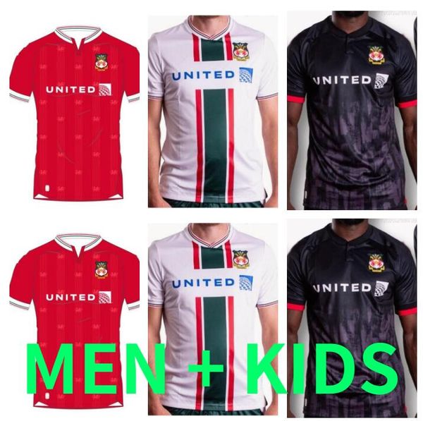 

23 24 wrexham soccer jersey men kids kits jersey 2023 2024 fast-dry short sleeve soccer shirt custom logo outdoor sport t shirts and shorts, Black;yellow