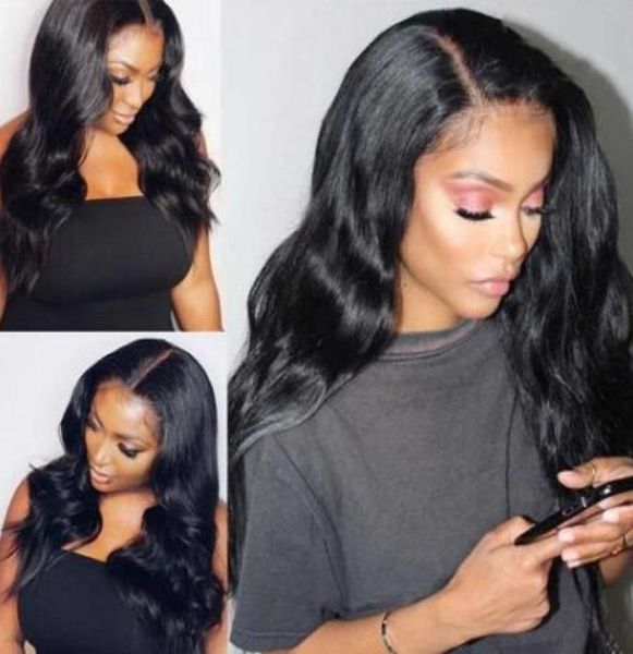 

2022 fashion human hair wigs density remy invisible hd transparent brazilian body wave lace front wig for black women9075481, Black;brown